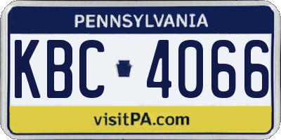 PA license plate KBC4066
