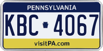 PA license plate KBC4067