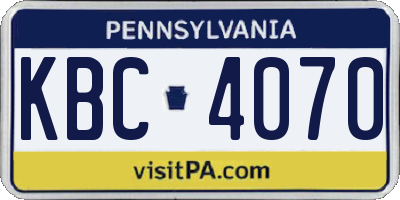PA license plate KBC4070