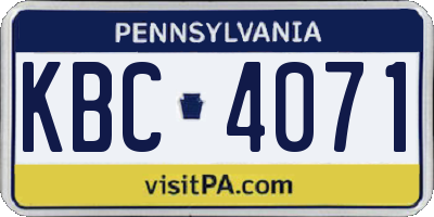 PA license plate KBC4071