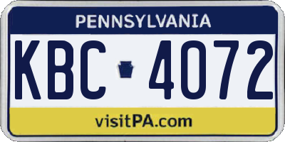 PA license plate KBC4072