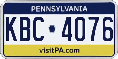 PA license plate KBC4076