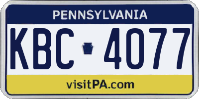 PA license plate KBC4077
