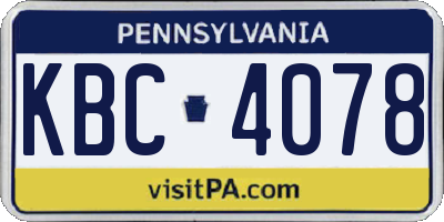 PA license plate KBC4078