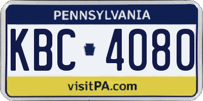 PA license plate KBC4080