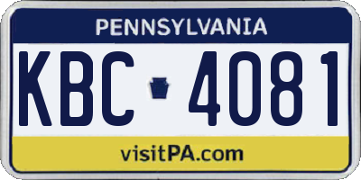 PA license plate KBC4081