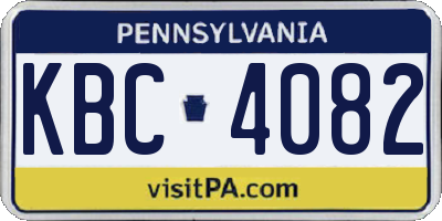 PA license plate KBC4082