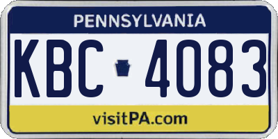 PA license plate KBC4083