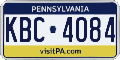 PA license plate KBC4084