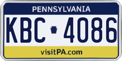 PA license plate KBC4086