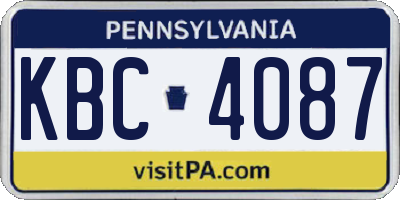 PA license plate KBC4087