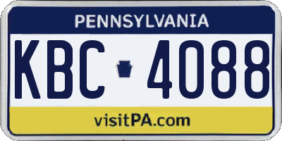 PA license plate KBC4088