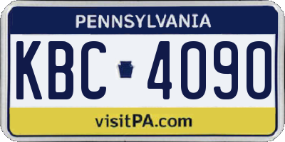 PA license plate KBC4090