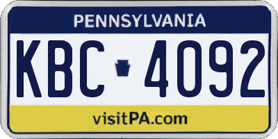 PA license plate KBC4092