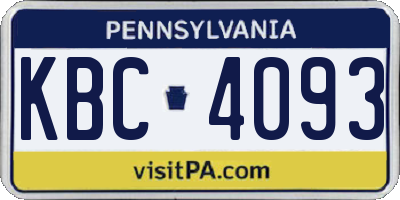 PA license plate KBC4093