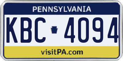 PA license plate KBC4094