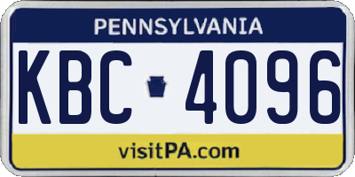 PA license plate KBC4096