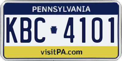 PA license plate KBC4101