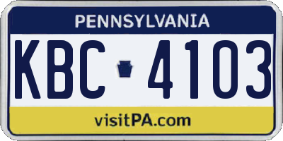 PA license plate KBC4103
