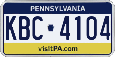 PA license plate KBC4104
