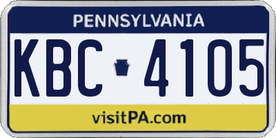PA license plate KBC4105
