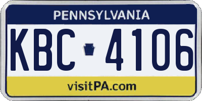 PA license plate KBC4106