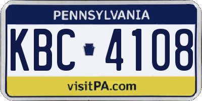 PA license plate KBC4108