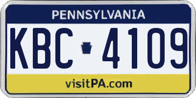 PA license plate KBC4109