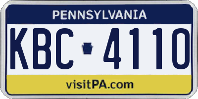 PA license plate KBC4110