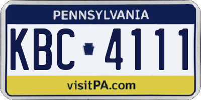 PA license plate KBC4111