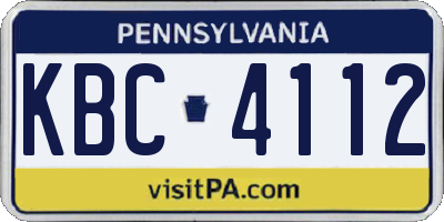 PA license plate KBC4112