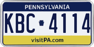 PA license plate KBC4114