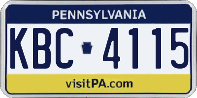PA license plate KBC4115