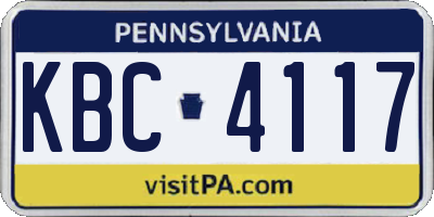 PA license plate KBC4117