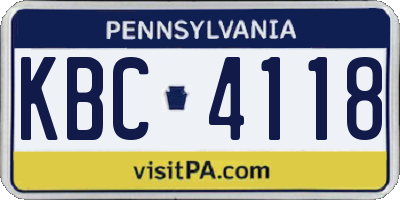 PA license plate KBC4118