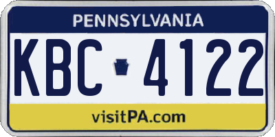 PA license plate KBC4122