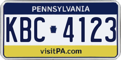 PA license plate KBC4123