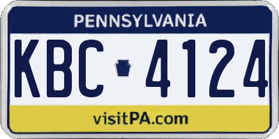 PA license plate KBC4124