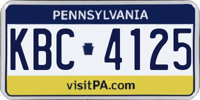 PA license plate KBC4125