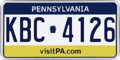 PA license plate KBC4126
