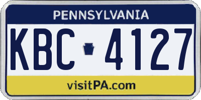 PA license plate KBC4127