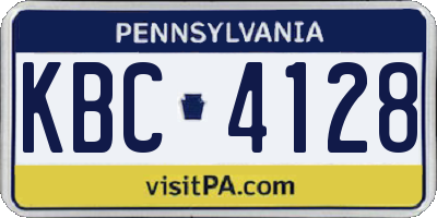 PA license plate KBC4128