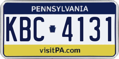 PA license plate KBC4131