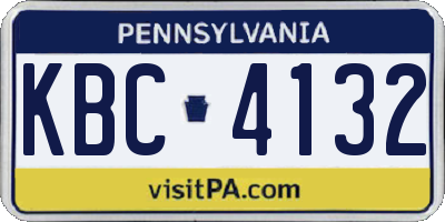 PA license plate KBC4132