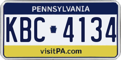PA license plate KBC4134