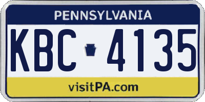 PA license plate KBC4135