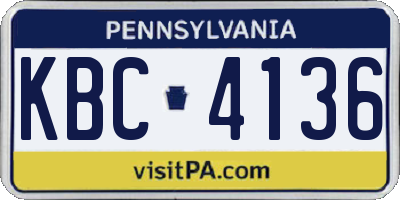 PA license plate KBC4136