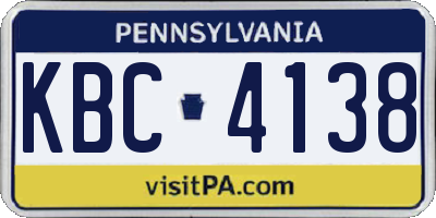 PA license plate KBC4138