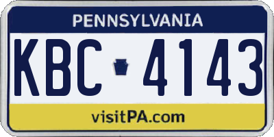 PA license plate KBC4143