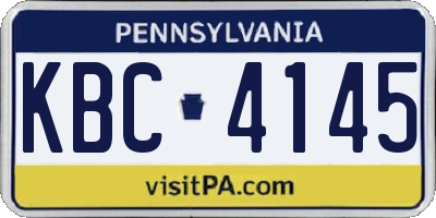 PA license plate KBC4145
